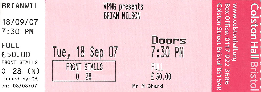 Brian Wilson Ticket